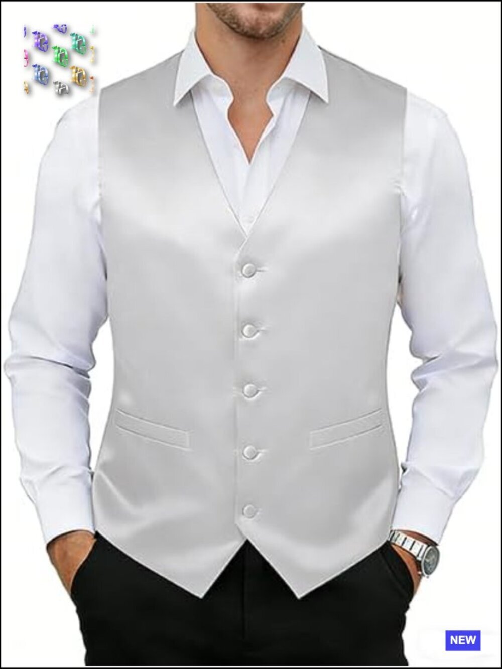 Satin Formal Vest Slim Fit V-Neck Elegant Wedding Party Dress Waistcoat - Picture 1 of 6